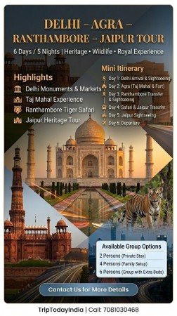 Delhi 1N- Agra 1N-Ranthambore 1N- Jaipur- 2N